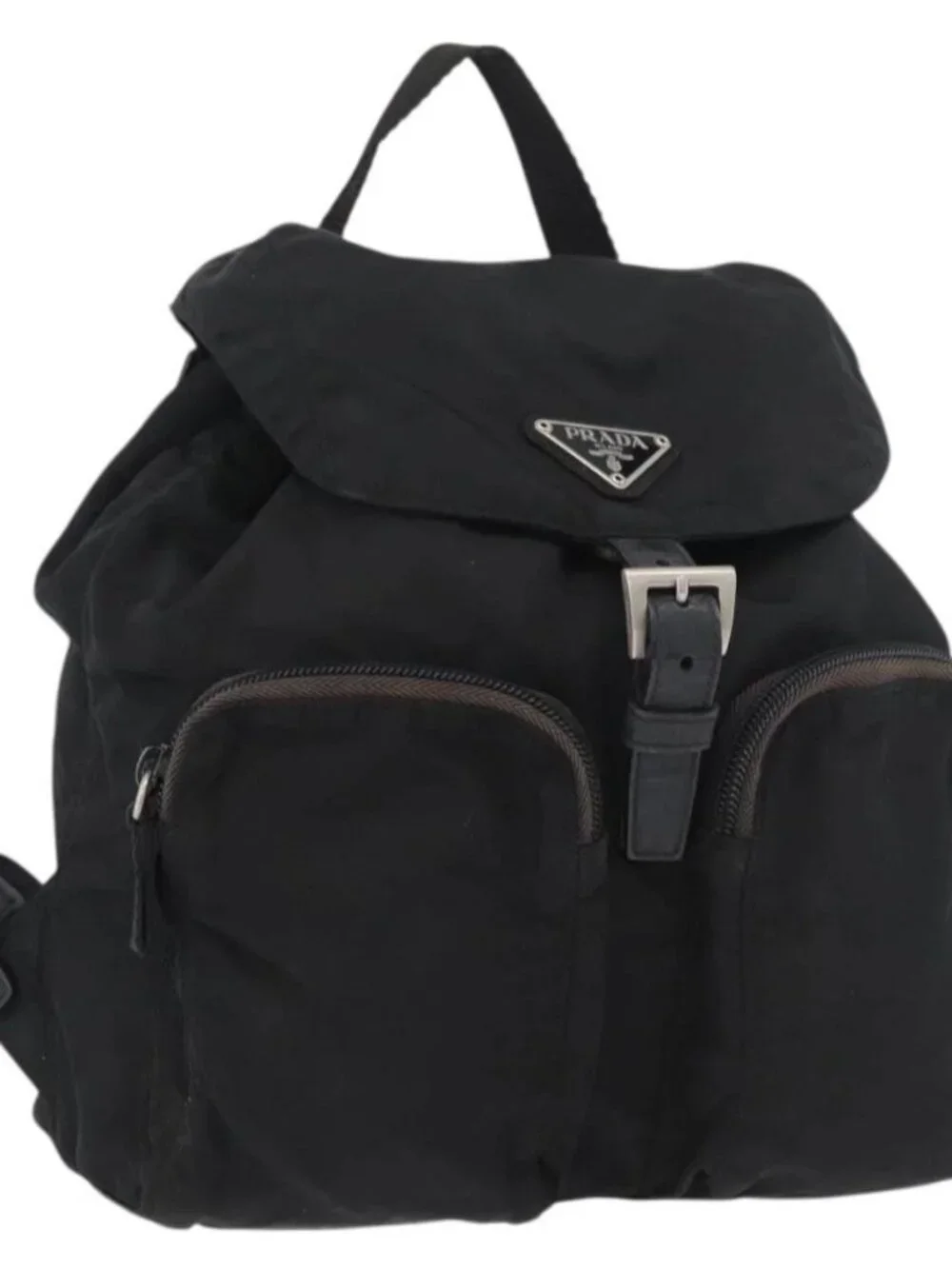 PRADA Backpack Nylon Black Silver Auth 175963